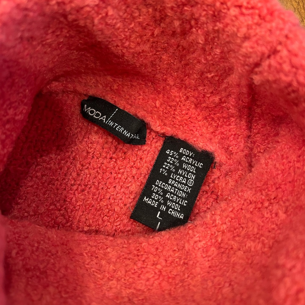 Moda International Vibrant Pink Knit Sweater size L.   NWOT - Picture 4 of 5